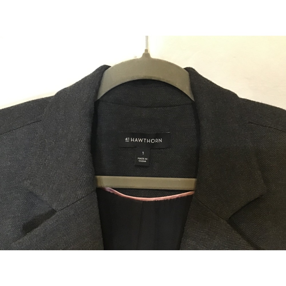 41 Hawthorn Women Dark Gray Single Button Knit Blazer Jacket Size L Real Pockets - Picture 2 of 6